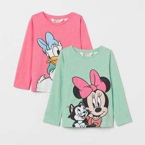 H&M x Disney Minnie Mouse & Daisy Duck 2-Pack Long Sleeve T-Shirt Set – Size 2T